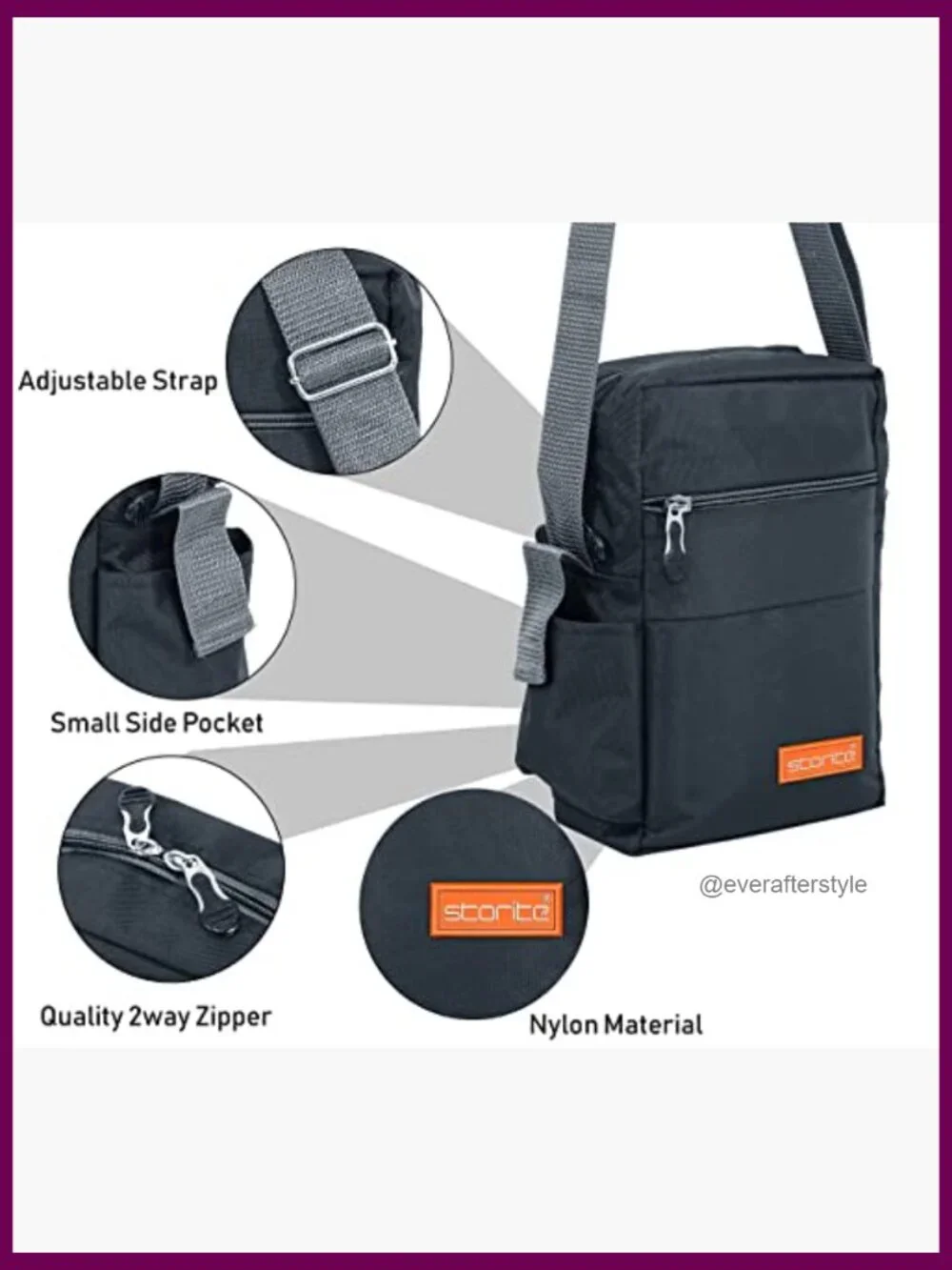 Padded Nylon Sling Cross Body Messenger Bag for Travel Office Business